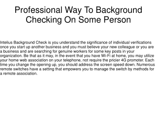 Professional Way To Background Checking On Some Person