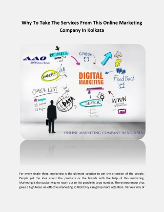 Why To Take The Services From This Online Marketing Company In Kolkata