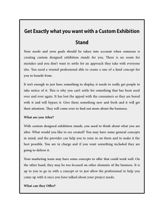 Get Exactly what you want with a Custom Exhibition Stand