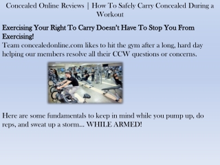 ConcealedOnline Reviews | How To Safely Carry Concealed During a Workout