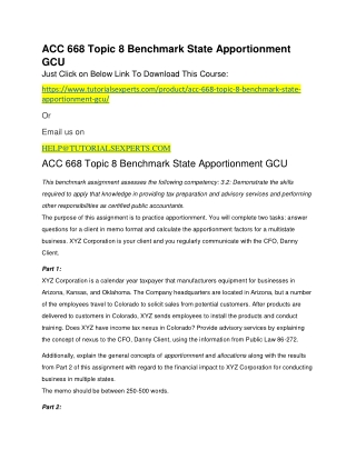 ACC 668 Topic 8 Benchmark State Apportionment GCU