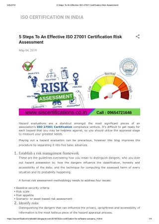 5 Steps To An Effective ISO 27001 Certification Risk Assessment?