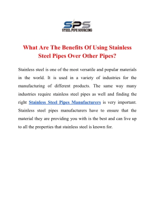 Stainless Steel Pipes Manufacturers