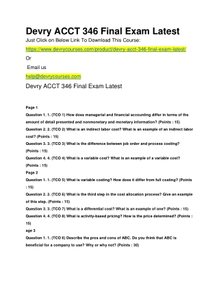 Devry ACCT 346 Final Exam Latest