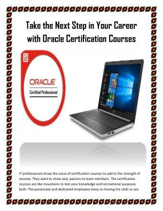 Take the Next Step in Your Career with Oracle Certification Courses