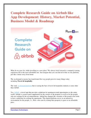 Complete Research Guide on Airbnb like App Development: History, Market Potential, Business Model & Roadmap