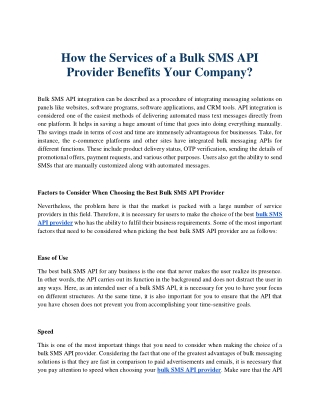 The Services of a Bulk SMS API Provider Benefits Your Company