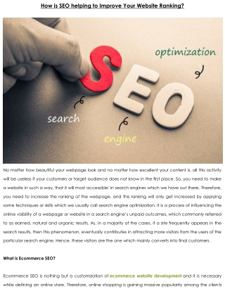 How is SEO helping to Improve Your Website Ranking?