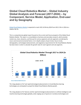 Global Cloud Robotics Market – Global Industry Global Analysis and Forecast (2017-2024)