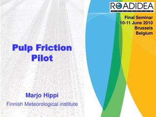 Pulp Friction Pilot Marjo Hippi Finnish Meteorological institute