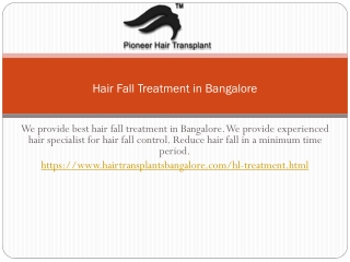 Hair Fall Treatment in Bangalore