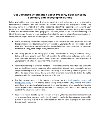 Get Complete Information about Property Boundaries by Boundary and Topographic Survey