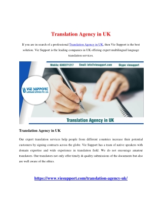 Translation Agency in UK