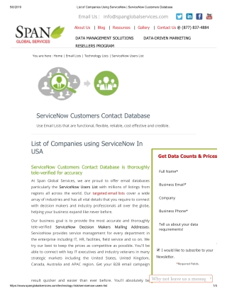 ServiceNow Customers Email List