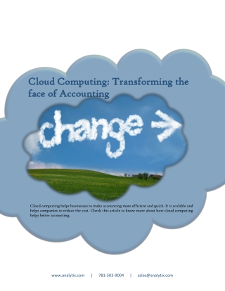 Cloud Computing: Transforming the face of Accounting