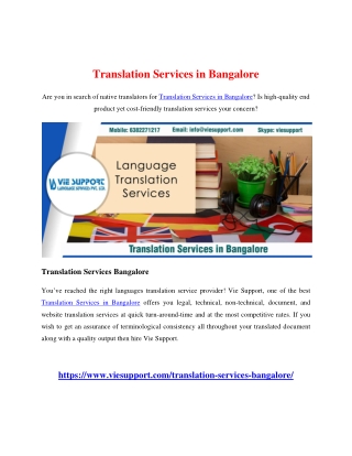 Translation Services in Bangalore