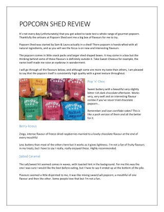 POPCORN SHED REVIEW