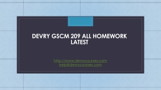 DEvry GSCM 209 All Homework Latest