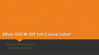 DEvry GSCM 209 Full Course Latest