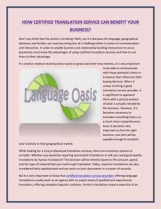 How Certified Translation Service Can Benefit Your Business?