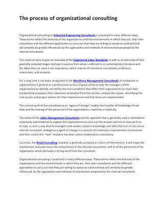 The process of organizational consulting