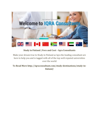 Study in Finland | Fees and Cost – Iqra Consultants