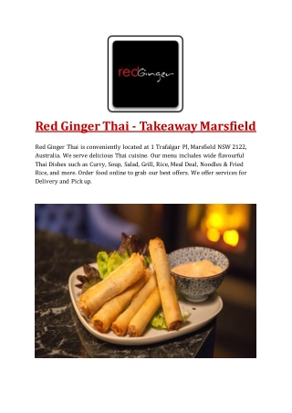 15% Off - Red Ginger Thai-Marsfield - Order Food Online