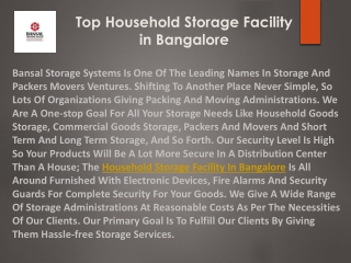 Top Household Storage Facility in Bangalore