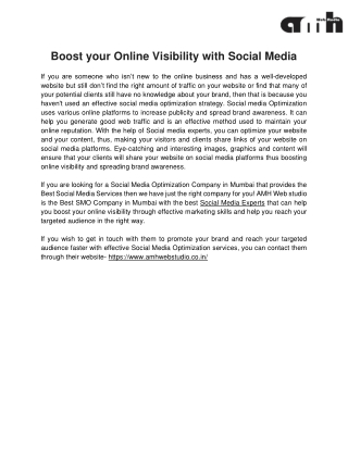 Boost your Online Visibility with Social Media