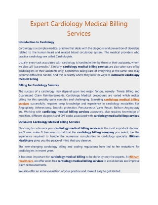 Expert Cardiology Medical Billing Services