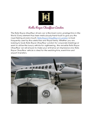 Rolls Royce Chauffeur London - HCD Chauffeur Drive