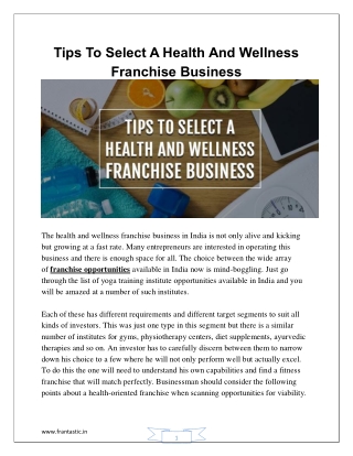 Tips To Select A Health And Wellness Franchise Business The