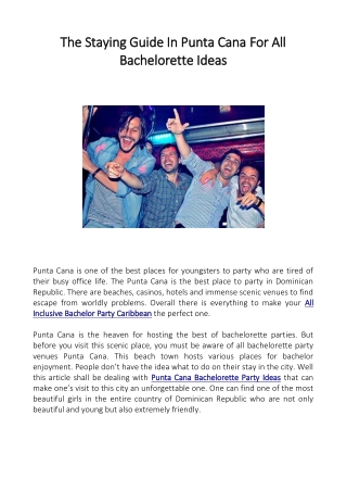 The Staying Guide In Punta Cana For All Bachelorette Ideas