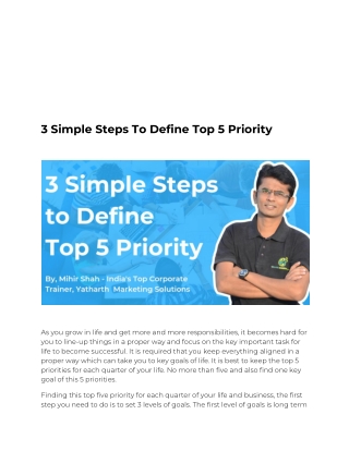 3 Simple Steps To Define Top 5 Priority