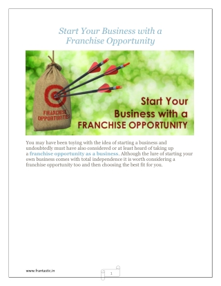Start Your Business with a Franchise Opportunity