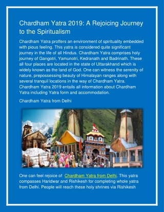 Chardham Yatra 2019