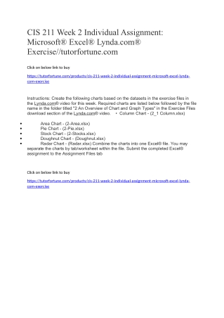 CIS 211 Week 2 Individual Assignment: Microsoft® Excel® Lynda.com® Exercise//tutorfortune.com