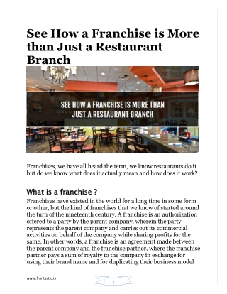See How a Franchise is More than Just a Restaurant Branch