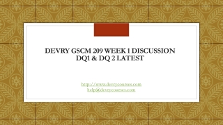 Devry GSCM 209 Week 1 Discussion DQ1 & DQ 2 Latest