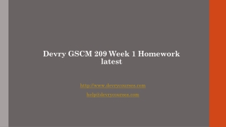 Devry GSCM 209 Week 1 Homework latest