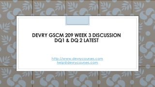 Devry GSCM 209 Week 3 Discussion DQ1 & DQ 2 Latest