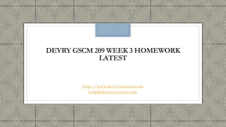 Devry GSCM 209 Week 3 Homework latest