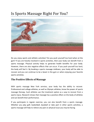 Is Sports Massage Right For You?