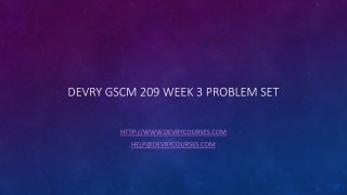 Devry GSCM 209 Week 3 Problem Set