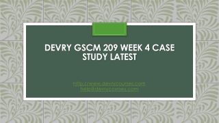 Devry GSCM 209 Week 4 Case Study latest