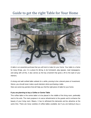 Guide to get the right Table for Your Home