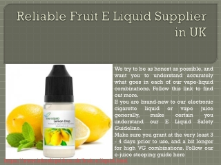 Reliable Fruit E Liquid Supplier in UK