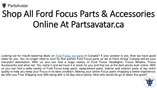 Shop Ford Focus Parts From Top Brands Online At Parts Avatar Canada.