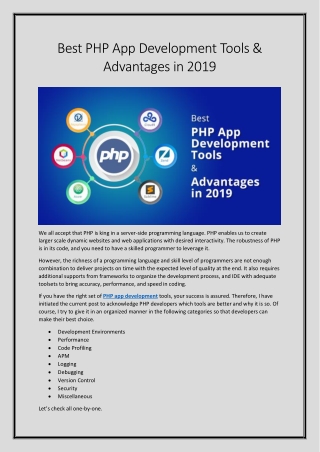 Best PHP App Development Tools & Advantages in 2019