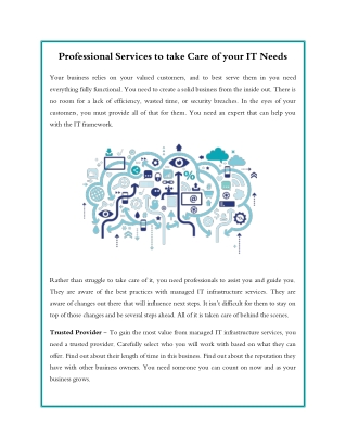 Professional Services to take Care of your IT Needs